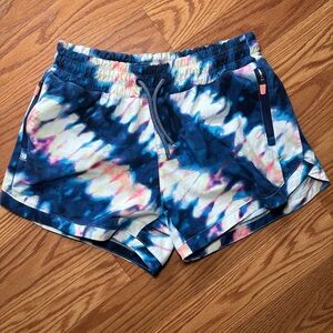 Athleta Girl Ally Play 3” Shorts Size‎ 12 Large Blue/Pink Zipper Pockets
